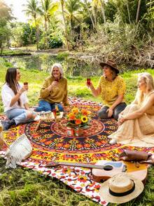 1pc New Outdoor Waterproof Anti-Sand Digital Printed Picnic Mat/Beach Towel, Fashionable And Fresh Pattern, Suitable For Camping And Picnics - B - View 10