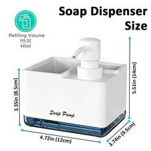 Dispensador de jabón con soporte para esponja - Dispensador de jabón independiente para encimera de cocina - Ideal para lavar platos, uso en el baño - A prueba de fugas, diseño de bomba perfecto - Excelente para regalos de Navidad/Halloween - Multicolor - Ver 4