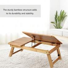 Portable Foldable Wooden Bamboo CompuLaptop Table Sofa Bed Office Laptop Stand Adjustable 50*30 - Mocha Brown - View 2