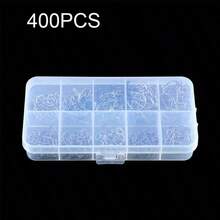 100/200/300/400/500个锋利碳钢鱼钩套装，圆形单倒刺钩，尺寸3-12号，耐用渔具配件，黑色 - 黑色 - 查看 12