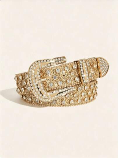1pc Women's Western Cowgirl Style Rhinestone Embellished Y2K Waist Belt, Suitable For Daily Wear, Parties And Gatherings