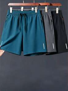 Men's Casual Loose Lightweight Quick-Dry Shorts, Plus Size Fashion Sports Shorts - Blue - View 8
