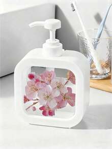 Creative Home Bathroom Dispenser Bottle, Pink Cherry Blossom Branch With Blooming And Falling Petals, Suitable For Bathroom, Kitchen, Sink, Can Hold Hand Soap, Hand Wash, Body Wash, Etc., Creative Hand Soap Bottle, Dispenser Bottle, Bathroom Supplies - Multicolor - View 5
