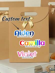 Custom Name Stickers Personalized Text Rainbow Glitter Name Labels Self-Adhesive Waterproof Stickers For School, Notebook, Water Bottle, Stationery - Multicolor - View 3