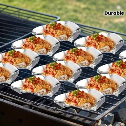 Khay đựng hàu bằng thép không gỉ, khay đựng dụng cụ nhà bếp, khay đựng thìa xới và muỗng canh, đĩa đựng gia vị, đĩa đựng nước tương, khuôn nướng hàu, vỏ hàu nướng, dùng để nấu nướng, chế biến hải sản như sò điệp và tôm, thích hợp để nướng, thiết kế hình vỏ sò, lý tưởng cho các món hải sản, kiểu dáng trang nhã, hoàn hảo cho các bữa tiệc tối và tiệc nướng ngoài trời.