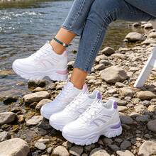 Damen Herbst/Winter Neue Glitzer Plateau Sneaker, Dicksohlige Casual Mode Vielseitige Laufschuhe - Babypink - Übersicht 5