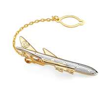 Premium Men's Tie Clip, Gold Airplane Shaped Creative Business Formal Accessory, Elegant Unisex Tie Pin - Ship - View 11