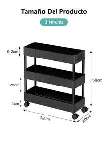Kitchen Trolley, Storage Truck, Mobile Basket, Black Wheeled Rack - Black - View 13