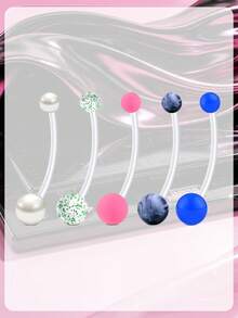 5Pcs Pregnancy Belly Button Rings Maternity Belly Rings,14G Plastic Flexible Extra Long Belly Piercing Jewelry For Pregnant Women 25mm 32mm 35mm 38mm - Multicolor - View 6