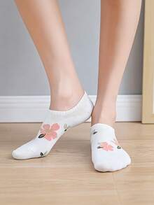 5 pares de calcetines de barco finos, transpirables y con estampado de dibujos animados para mujer, adecuados para uso diario en verano - Multicolor - Ver 3