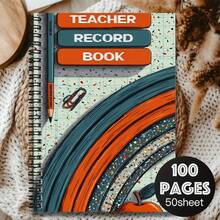 1pc Retro Rainbow Spiral Notebook, 100 Pages 50 Sheets, Useful For Work And Study, School Stationery, Quality Gift For Graduation, Birthday, Suitable For Diary, Daily Plan, Memo, Multi-Scenario - Q - View 1