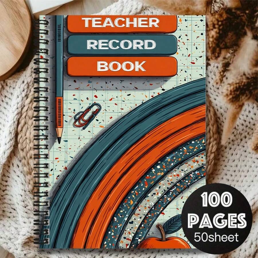 1pc Retro Rainbow Spiral Notebook, 100 Pages 50 Sheets, Useful For Work And Study, School Stationery, Quality Gift For Graduation, Birthday, Suitable For Diary, Daily Plan, Memo, Multi-Scenario - Q - View 1