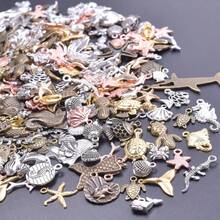 Bộ 30/50/100 chiếc mặt dây chuyền hình mực, sao biển, vỏ sò bằng hợp kim thuộc dòng Ocean Series - phụ kiện làm trang sức DIY. - trộn ngẫu nhiên - Xem 1