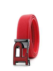 beaytar 1pc Minimalist Letter P Buckle Belt, Multi-Color Options, Exquisite Embossed Leather Men's Waist Belt - Multicolor - View 3