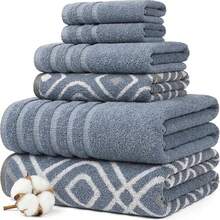 Modern Threads Natural Vine 6-Piece 100% Cotton Towel Set U2013 Yarn Dyed Jacquard U2013 Includes 2 Bath Towels, 2 Hand Towels, 2 Washcloths U2013 Absorbent, Quick Dry, Soft &Amp; Durable U2013 Blue - Blue - View 9
