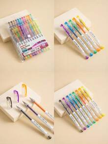 24 Colors Glitter Pens, Metallic Shiny Color, With Cap Glitter Pens Suitable For Adults And Children, Fine Tip 0.7mm Applicable For Adult Coloring Books, Painting And Journals - Sets - View 3