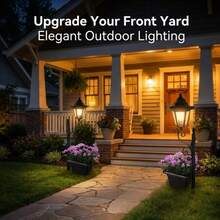 TazTir Solar Garden Stake Light W/ Flower Pot Holder - 8H Charge All Night Auto Glow - Waterproof Auto On/Off Pathway Decor - 太陽能 - 查看 3