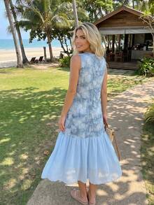 Vestido de playa sin mangas elegante y azul océano para mujeres en verano - Azul - Ver 4