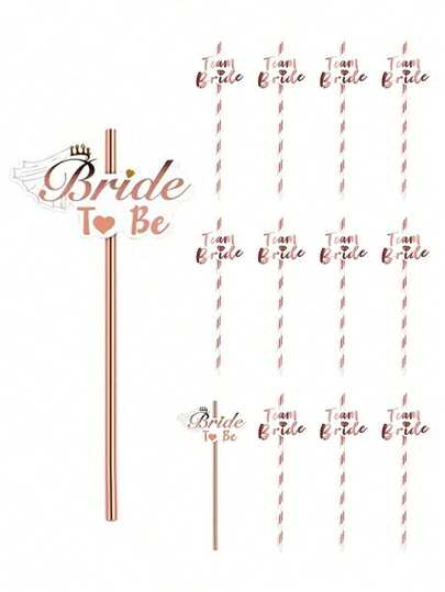 Rose Gold Foil Straws - Suitable For Singles Party, Wedding Party, Kitchen, Kitchen Gadget Gifts, Tableware, Birthday Party, Wedding, Gender Reveal Party, Bridal Shower Decor, Party Supplies, School Supplies, Halloween, College Essentials, Kitchen Accessories