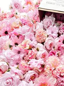 100/40/25/1pcs Mini Silk Flower Heads, Small Pink Mixed Artificial Rose Daisy Faux Flowers, Bulk, Suitable For Crafts, Artificial Scattered Flower Heads, Sunflowers, Suitable For Wedding Hair Accessories, Dress Decoration Mini Flower Heads - Multicolor - View 2