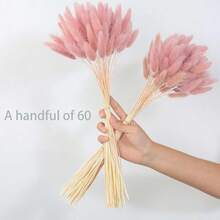 55~60件隨機發貨，約16.5英吋長卡其色人造兔尾草，適用於波希米亞風花藝裝飾、DIY手工藝、居家廚房與婚禮裝飾、聖誕裝飾、感恩節裝飾、DIY花環裝飾 - 淺粉色 - 查看 2