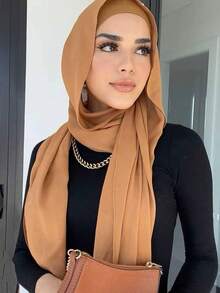 5pcs/Pack Breathable, Draping, No-Iron Modest Combination Chiffon Hijab, Solid Color For Abaya,Holiday,Travel Essential - Multicolor - View 8