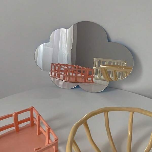 1pc Unique Cloud Shaped Acrylic Mirror Wall Sticker - Decorative Wall-Mounted Mirrors For Room Enhancement - Self-Adhesive, Easy To Install, And Space-Saving Wall Decorations