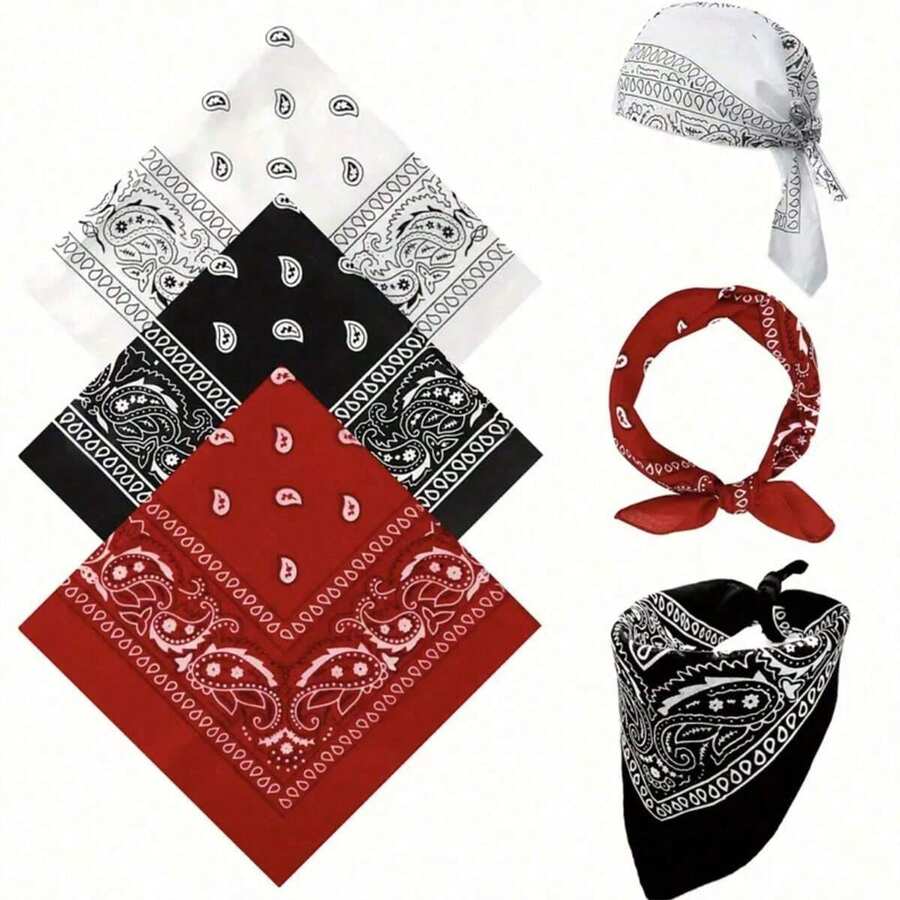 3 buah Syal Kepala Motif Paisley Modis, Sapu Tangan Penyerap Lembut Serbaguna dari Poliester, Cocok untuk Aksesori Rambut, Aksesori Leher dan Pergelangan Tangan - MultiWarna - View 1