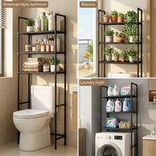 Over The Toilet Storage, 3-Tier Bathroom Organizer, Freestanding Above Toilet Shelf With Adjustable Feet, Space Saving, Easy Assembly, Carbon Steel Shelf, 61" H, Available In Black - Black - View 9