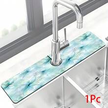 1pc Watercolor Floral Pattern Faucet Cover, Durable Polyester, Quick Drying, Easy To Clean, Suitable For Kitchen And Bathroom, Easy Installation, Daily Decor, Gift, Bathroom Mat, Durable Faucet Cover, Faucet Accessory - Multicolor - View 13