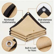 Rectangular Multi-Size Sunshade Net, HDPE UV-Resistant Durable Beige Edged Perforated Privacy Shade Net, Suitable For Garden, Balcony, Carport, Camping Equipment - Multicolor - View 6