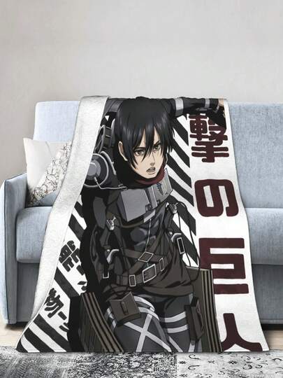 ShingekinoKyojinMikasaAckermanAttackonTitanBlanketsFlannelSpringAutumnPortableWarmThrowBlanketforSofaRugPieceroom Decor,Bedroom Decor,Home Decor Items.