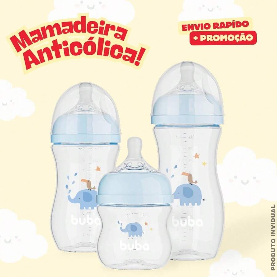 Easy Flow Elephant Baby Bottle | Anti-Colic Baby Bottle | Ultrasoft Silicone Nipple | 120ml / 270ml / 330ml | Buba - 淺藍色 - 查看 1