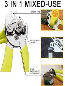 Classic Multifunction Can Opener And Bottle Opener Easy To Use, Razor Sharp Stainless Steel Cutting Wheel, Soft Ergonomic Handles, Colorful Style Optional - 查看 7