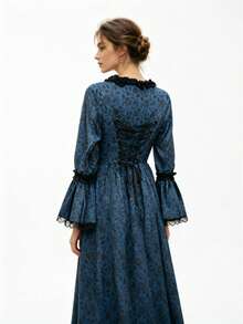 Đầm kiểu cung điện thời Phục Hưng Victoria 5 màu, phong cách retro Trung Cổ Châu Âu và Mỹ, thích hợp cho kỳ nghỉ xuân. - Màu xanh lam - Xem 6