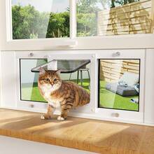 WHIFFEE Large Cat Door For Window, Lockable Pet Screen Door With 4 Way Lock, Weatherproof Dog Door For Sliding Glass Window, Suitable For Cats And Small Dogs Up To 25 Lbs - White - View 12