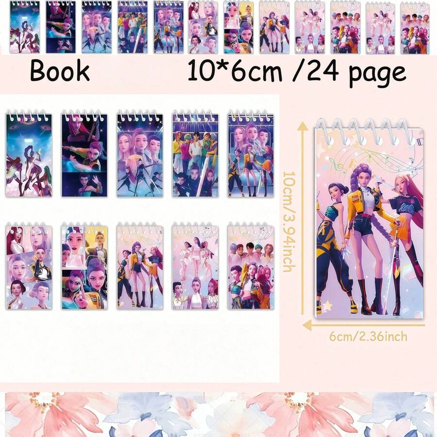 Bộ 10 cuốn sổ tay hoạt hình mới, sổ tay lò xo cầm tay họa tiết anime K-Pop dễ thương, 24 trang, quà tặng lễ hội cho trẻ em. - Nhiều màu - Xem 1