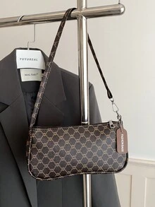 Túi đeo chéo nhỏ hình vuông in họa tiết phong cách retro tối giản, hàng mới về mùa xuân 2026 dành cho nữ. - Cà phê - Xem 8