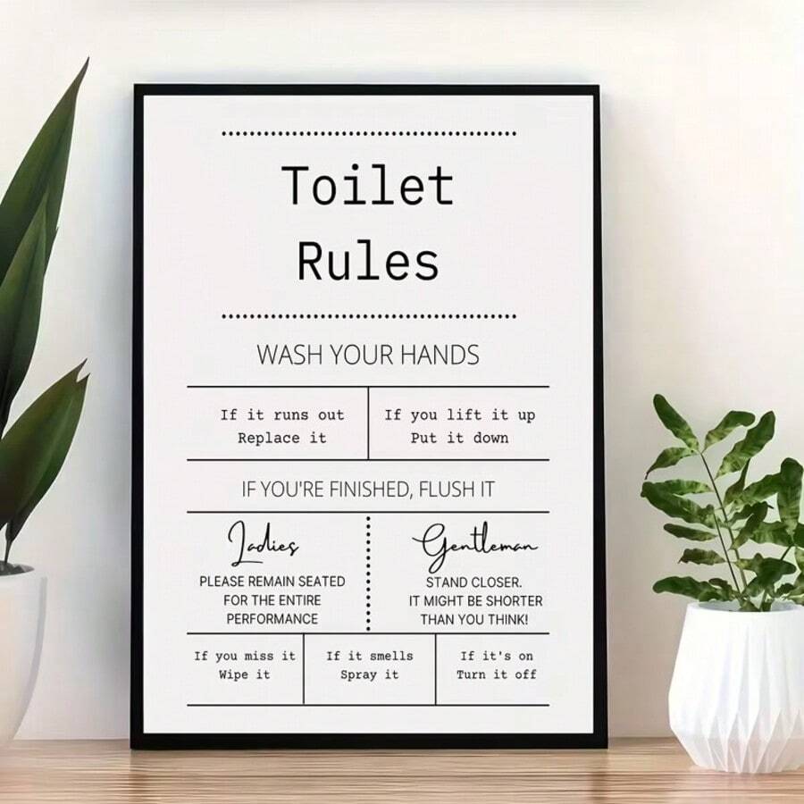 Single Toilet Rules Artwork - Digital Prints For The Bathroom - Wall Decor For Restrooms - Home Printable Art - Unframed Bathroom Prints - Cartoon - View 1