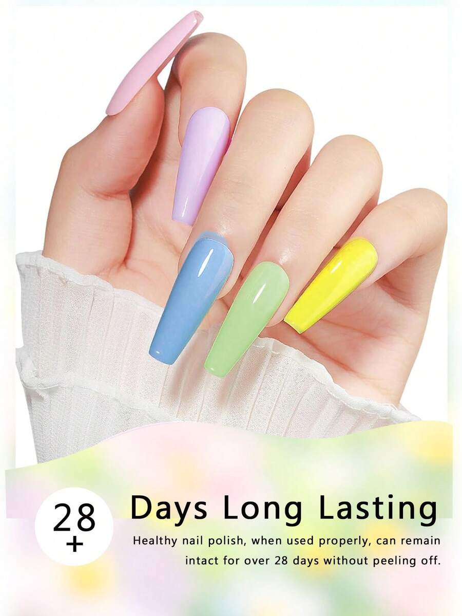 Set de 6 piezas de esmalte de uñas en gel de alta gama tipo macarrón - Duración de hasta 28 días, gel UV/LED de remojo, tonos suaves de calidad de salón, set de manicura para mujeres - Multicolor - Ver 1