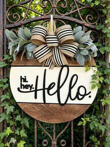 Hi Hey Hello Front Door Wreath, Hello Door Hanger, Hello Door Sign, Bow Decor Welcome Sign, Fashionable Door Hanger, Modern Door Hanger, Front Door Wreath, Home Decor, Wall Decor, Housewarming Gift - Hi Flower Wreath - View 5