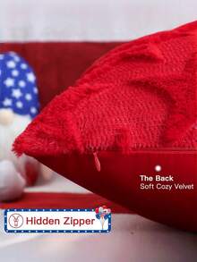 2026 New 2pcs Pillow Case Set, Including Separate Star Pillow Cover And Jacquard Style Pillow Cover, Suitable For Holiday Decor, Sofa Cushions And Star Pillow Cover, Fit For Living Room And Bedroom Use. - Red - View 3