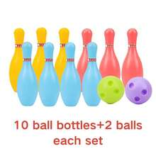 1 Set 12cm Plastic Bowling Set, 10Pcs Colorful Bowling Pins With 2 Balls, Indoor Outdoor Bowling Sports, Birthday Party & Family Activity - Multi-color 1 Set - View 7