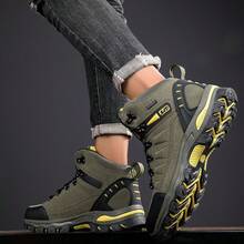 Botas de senderismo para hombres, duraderas y de moda, adecuadas para uso casual al aire libre. Zapatos de senderismo para hombres, zapatos de trekking al aire libre, zapatos de escalada, zapatos de montañismo de campo traviesa - Verde militar - Ver 8