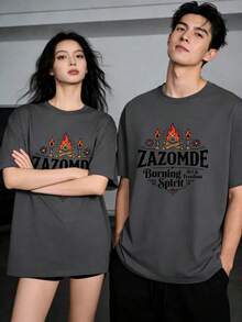 Camiseta Pareja con Estampado , Diseño Tradicional - Blanco - Ver 5