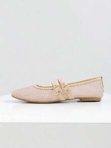 New Women Flat Ballet Mesh Shoes, Black And Beige, Round Toe, Solid Color Breathable Casual Flat Shoes, Fashionable And Comfortable - 綠色 - 查看 12