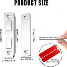 10pcs Cabinet Door Magnets, Ultra-Thin No Drilling Hidden Magnetic Door Stoppers, Suitable For Small Kitchen Wardrobe Sliding Door Closure - Long Door Magnets - 10 Pcs - View 2