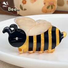 1 pieza Nuevo clip de pelo con forma de abeja linda, accesorio de pelo de animal, clip de pelo de dibujos animados, clip de pelo de acetato - Amarillo - Ver 1