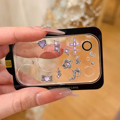 Bộ sticker DIY hình chữ thập màu tím + miếng dán ống kính phù hợp với Apple 17 Pro Max/17 Pro, miếng dán bảo vệ ống kính camera chủ đề màu xanh lá cây dễ thương, mang đến sự bảo vệ thời trang cho điện thoại của bạn.