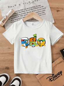 1 Disney-Licensed Cartoon Short-Sleeve T-Shirt Featuring Mickey Mouse Elements With The 'DAD AND BRO' Family-Themed Print, Perfect For Family Trips And Vacations. This Is A New Short-Sleeve T-Shirt For 2026 And An Ideal Choice For Father's Day, Suitable For Both Men And Women. Made Of High-Quality Pure Cotton, Comfortable And Breathable. Exquisitely Designed, Making It A Top Gift Choice. - 孩子 - 查看 2